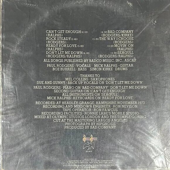 Bad Company - Self Titled - 1974 - Original Vinyl LP - Swan Song SS 8410 - Used - Picture 2 of 4